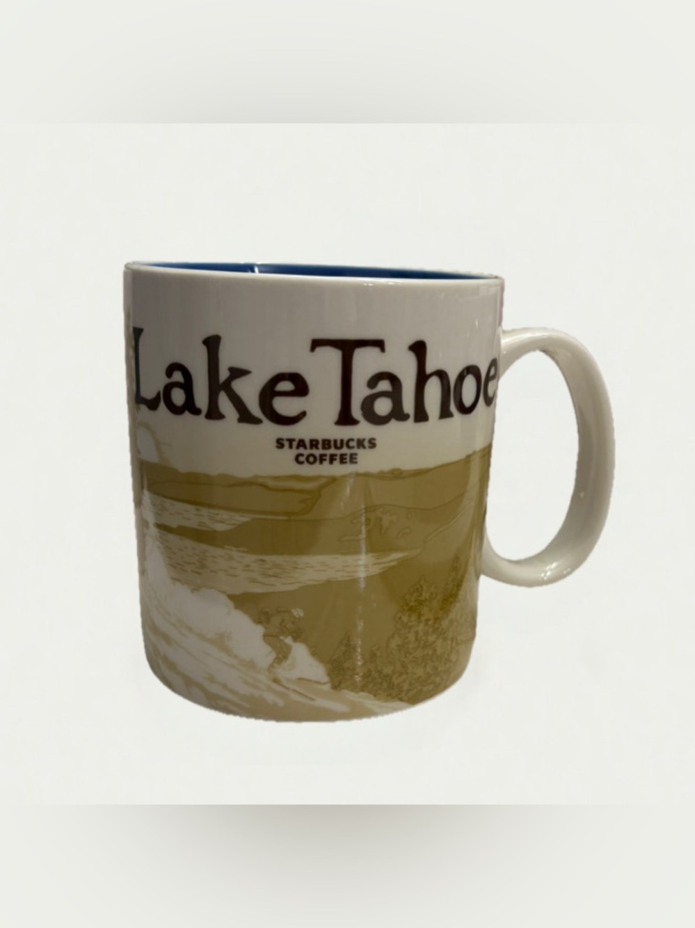 Starbucks Lake Tahoe White, Gold & Blue Ceramic Mug